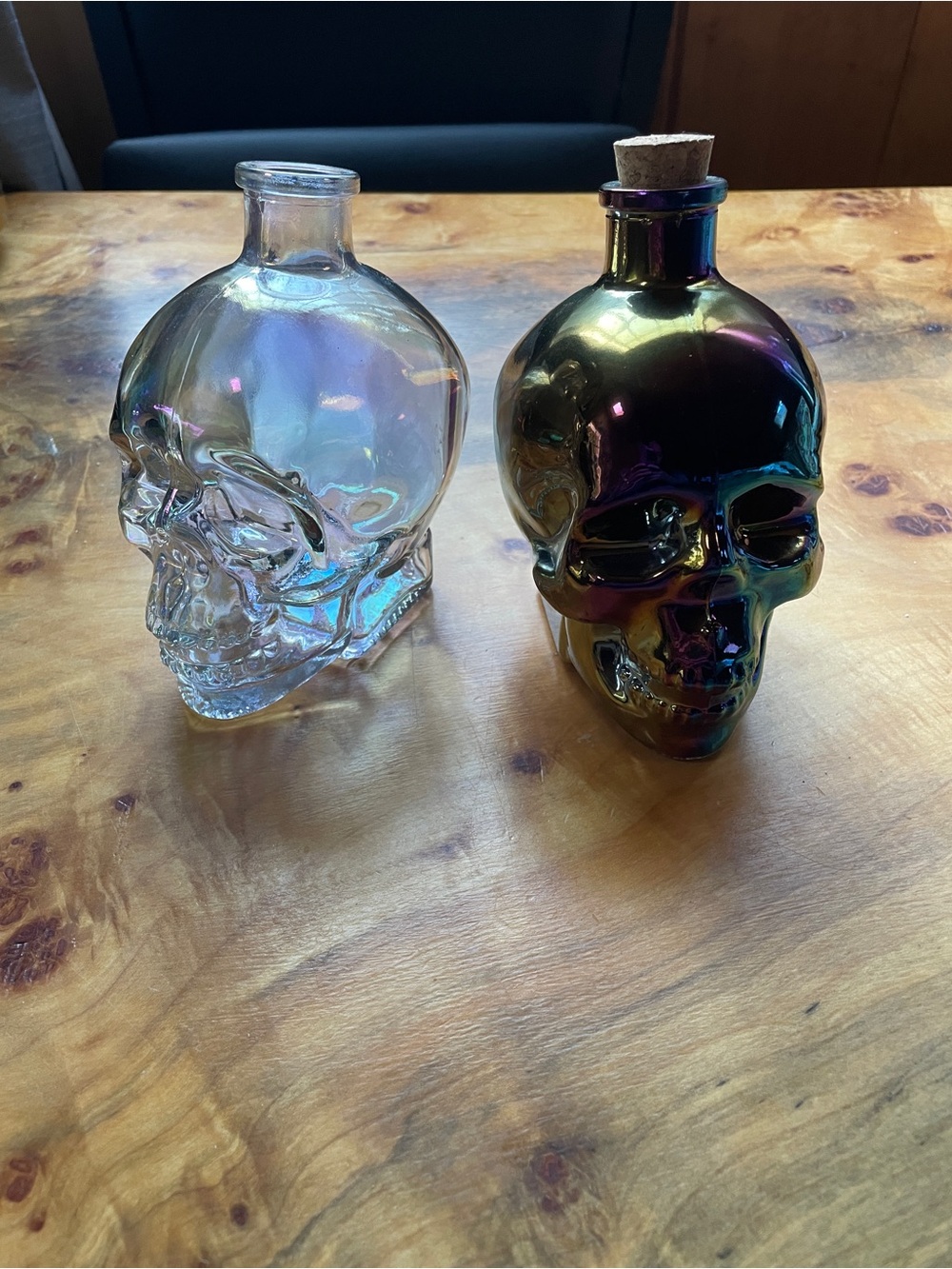Iridescent Glass Skull Bottle (2)